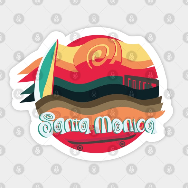 Santa Monica surf and skate paradise Sticker by ArteriaMix